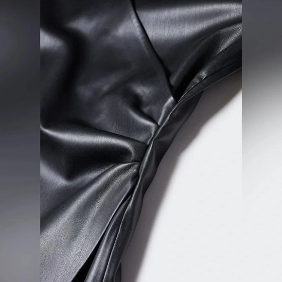 Mango Black Faux Leather Dress NWT - Picture 9 of 11